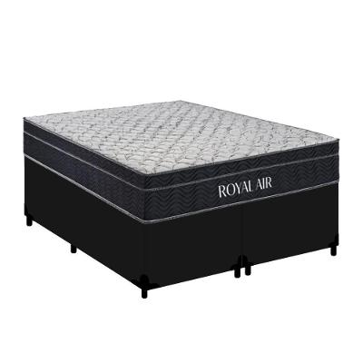 Cama Box Queen Royal Air Pillow Top Molas Ensacadas Tecido Preto