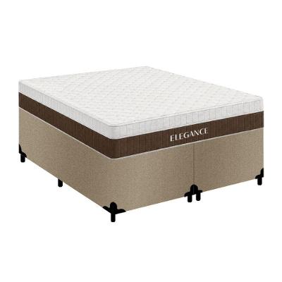 Cama Box Queen Elegance Pillow Top Molas Ensacadas Suede Bege Royal