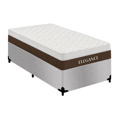 Cama Box Solteiro Elegance Pillow Top Molas Ensacadas Suede Cinza Royal