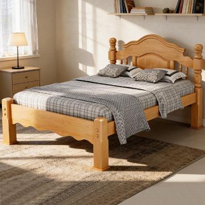 Cama Casal 140cm Andry Mel B11 com Cabeceira Trabalhada Madeira Maciça Mpozenato