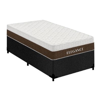 Cama Box Solteiro Elegance Pillow Top Molas Ensacadas Suede Preto Royal