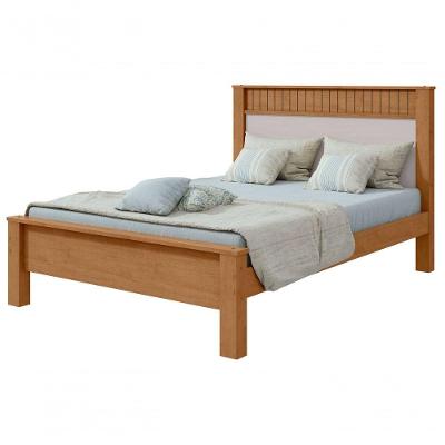 Cama Casal Athenas Acabamento Fosco MDF-MDP Amêndoa Móveis Lopas