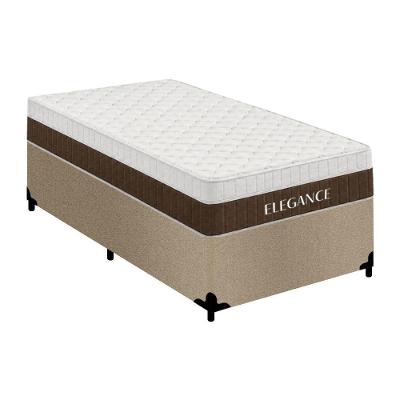 Cama Box Solteiro Elegance Pillow Top Molas Ensacadas Suede Bege Royal
