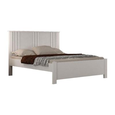 Cama Casal Milano com Aplique Ripado MDF-MDP Branco Leifer Móveis