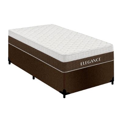 Cama Box Solteiro Elegance Pillow Top Molas Ensacadas Suede Marrom Royal