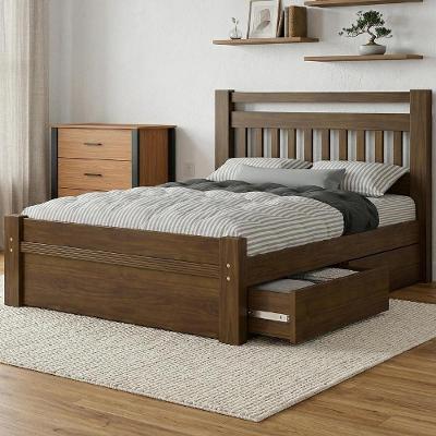 Cama Casal 140cm Orlex com 2 Gavetas Madeira Maciça Mpozenato