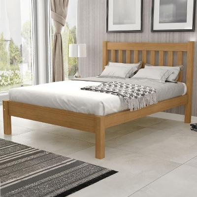 Cama Casal Queen 160cm Alix Mel B11 com Cabeceira Ripada Madeira Maciça Mpozenato