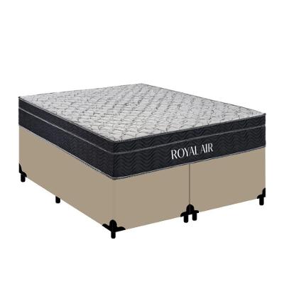 Cama Box com Colchão Queen Royal Air Pillow Top Molas Ensacadas Tecido Bege