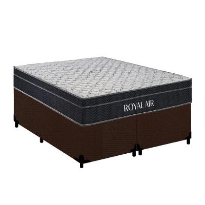 Cama Box com Colchão Queen Royal Air Pillow Top Molas Ensacadas Suede Marrom