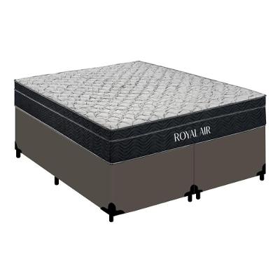 Cama Box com Colchão King Royal Air Molas Ensacadas Tecido Cinza