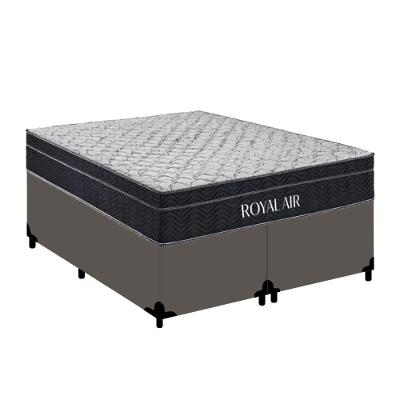 Cama Box com Colchão Queen Royal Air Pillow Top Molas Ensacadas Tecido Branco Royal Sleep