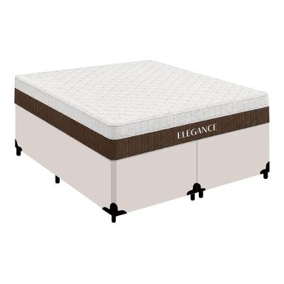 Cama Box com Colchão King Elegance Pillow Top Molas Ensacadas Tecido Branco Royal