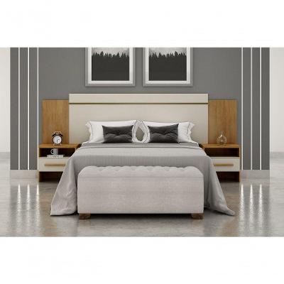 Cabeceira Casal Royal com Mesas MDF Suede Fendi Móveis Novo Horizonte