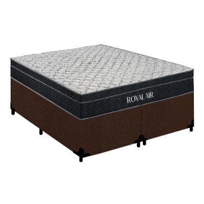 Cama Box com Colchão King Royal Air Pillow Top Molas Ensacadas Suede Marrom
