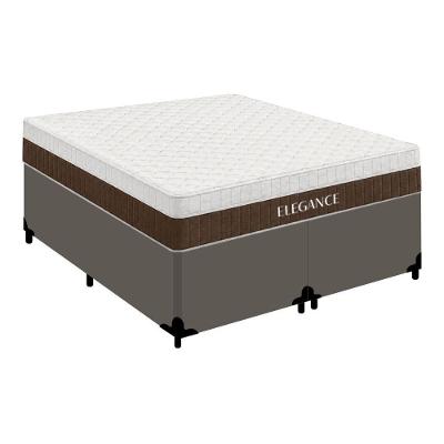 Cama Box com Colchão King Elegance Pillow Top Molas Ensacadas Tecido Cinza Royal