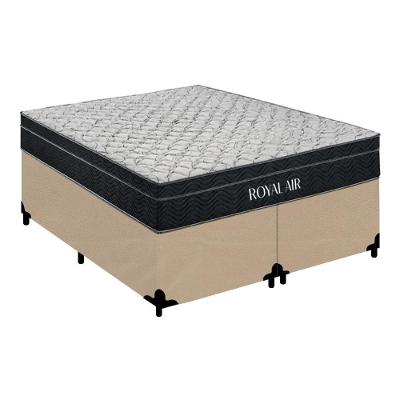 Cama Box com Colchão King Royal Air Pillow Top Molas Ensacadas Suede Bege