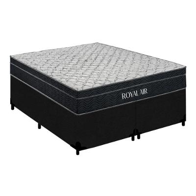 Cama Box com Colchão King Royal Air Pillow Top Molas Ensacadas Suede Preto