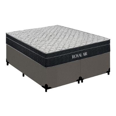 Cama Box com Colchão King Royal Air Pillow Top Molas Ensacadas Suede Bege