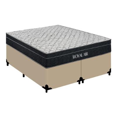 Cama Box com Colchão King Royal Air Pillow Top Molas Ensacadas Tecido Bege