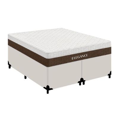 Cama Box com Colchão Queen Elegance Pillow Top Molas Ensacadas Tecido Branco Royal
