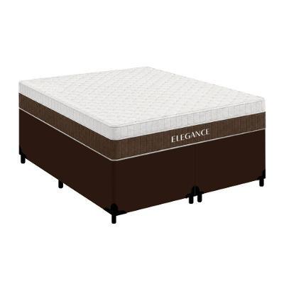 Cama Box com Colchão Queen Elegance Pillow Top Molas Ensacadas Tecido Marrom Royal