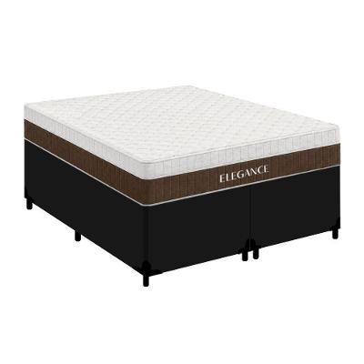 Cama Box com Colchão Queen Elegance Pillow Top Molas Ensacadas Tecido Preto Royal