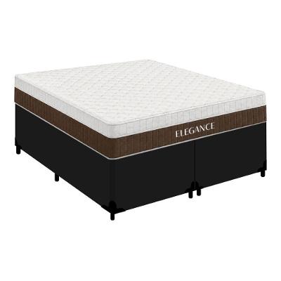 Cama Box King Elegance Bipartido Molas Ensacadas Tecido Sintético Preto Royal