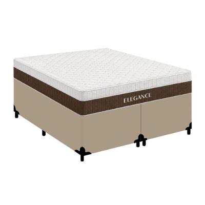 Cama Box com Colchão Queen Elegance Euro Pillow Molas Ensacadas Tecido Bege Royal