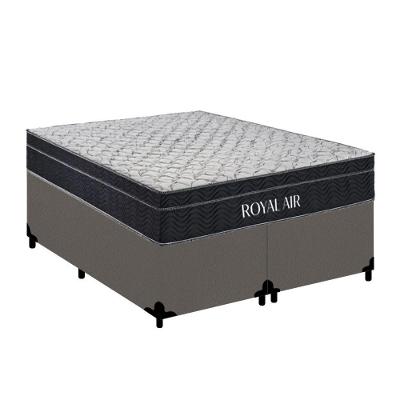 Cama Box com Colchão Queen Royal Air Bipartido Molas Ensacadas Suede Cinza