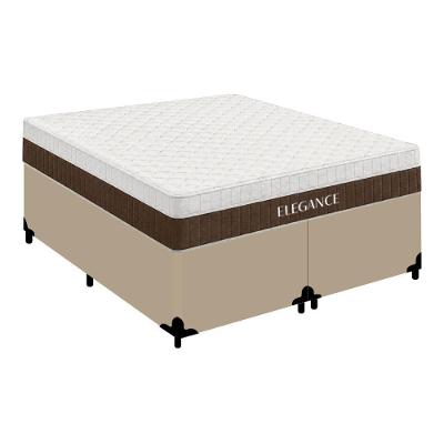 Cama Box com Colchão King Elegance Pillow Top Molas Ensacadas Tecido Bege Royal