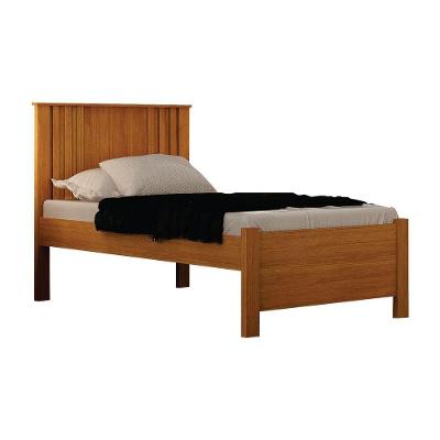Cama Solteiro Milano com Aplique Ripado MDF e MDP Cinamomo Leifer Móveis