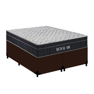 Cama Box com Colchão Queen Royal Air Bipartido Molas Ensacadas Tecido Branco Royal