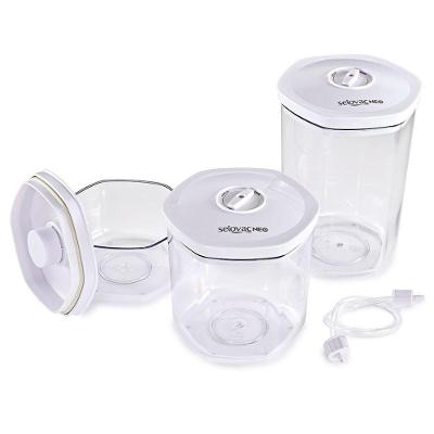 Kit com 3 Potes para Vácuo Selovac Neo SCPOT3 Ideal para Líquidos SAN+PP+ABS Versátil Cozinha Inox