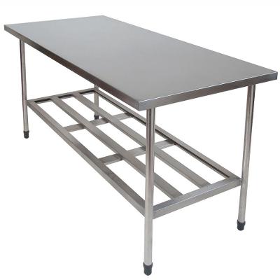 Mesa de Apoio S312 com Tampo Liso e Prateleira Gradeada em Aço Inoxidável Inox Sulfisa