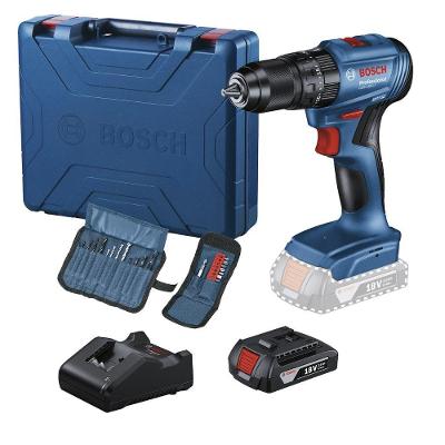 Furadeira Parafusadeira Bosch Profissional GSB185LI-1BX com Acessórios 180W Azul 18V