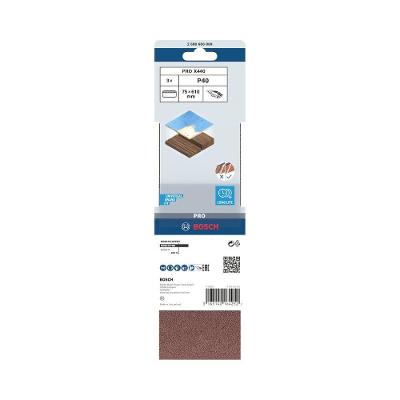 Cinta de Lixa Bosch Pro X440 75x610mm Grão 40 com Óxido de Alumínio e Tecido X Kit com 3 Unidades