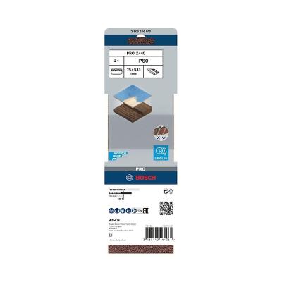 Cinta de Lixa Pro X440 Grão 60 75x533mm 3un Tecido Robusto Bosch