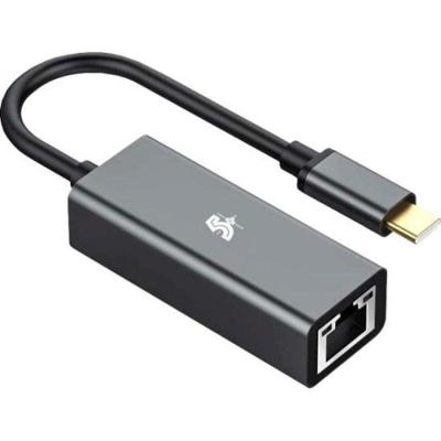 Conversor USB C para LAN RJ45 ATC-06 Suporta 1000 Mbps com Leds 5+