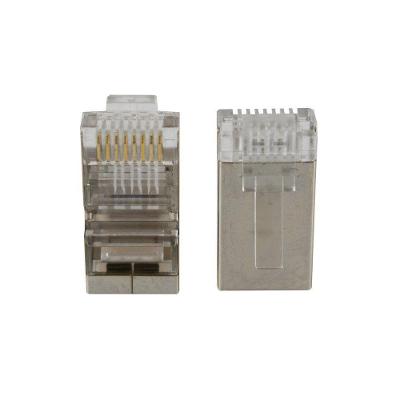 Conector RJ-45 C-103 Macho Cat6 Blindado para Cabos FTP UTP STP 100un Dourado Evus