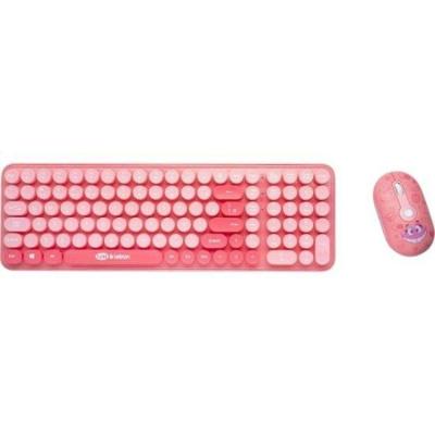Kit Teclado e Mouse Letron Fini sem Fio com Design Ergonômico e Personagens Fini Rosa