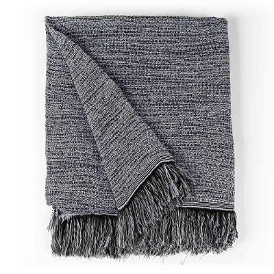 Manta Calama com Franjas para Sofá Cama em Tecido Jacquard 2,20m X 1,40m Preto