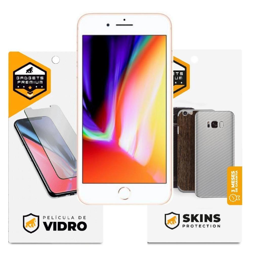 Película De Vidro Dupla + Traseira Fibra De Carbono Para Iphone 8 Plus - Gshield - 1