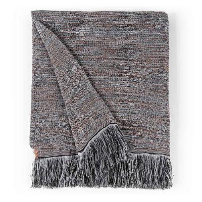 Manta Calama com Franja para Sofá Cama Tecido Jacquard Caramelo Clara Luz Decora