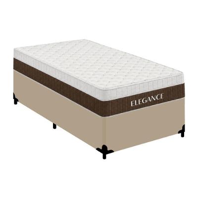 Cama Box com Colchão Solteiro Elegance Pillow Top Molas Ensacadas Tecido Bege Royal