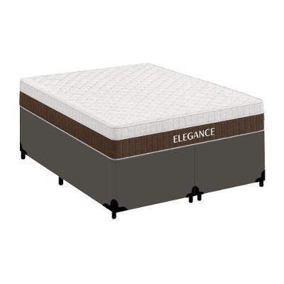 Cama Box com Colchão Casal Elegance Euro Pillow Molas Ensacadas Tecido Branco Royal