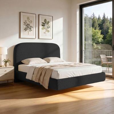 Cama Casal Flutuante Aura W01 com Cabeceira MDF-MDP Preto Lyam Decor