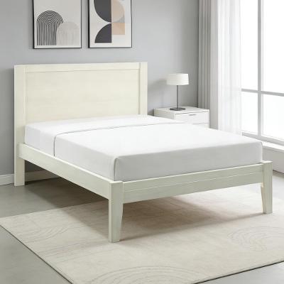Cama Casal Mazzaro com Estrado Fixo Madeira Maciça Branco Lyam Decor