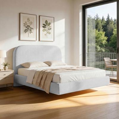Cama Casal Flutuante Aura W01 com Cabeceira MDF-MDP Cinza Lyam Decor