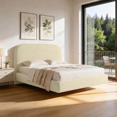 Cama Queen Flutuante Aura W01 com Cabeceira MDF-MDP Bege Lyam Decor
