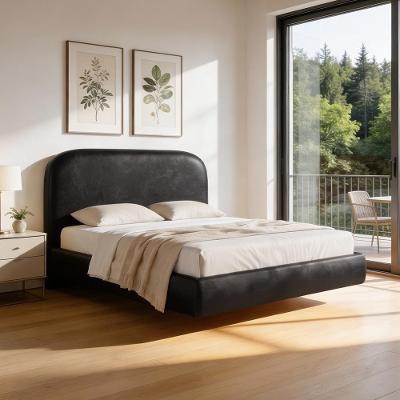 Cama Casal Flutuante Aura W01 com Cabeceira MDF-MDP Preto Lyam Decor